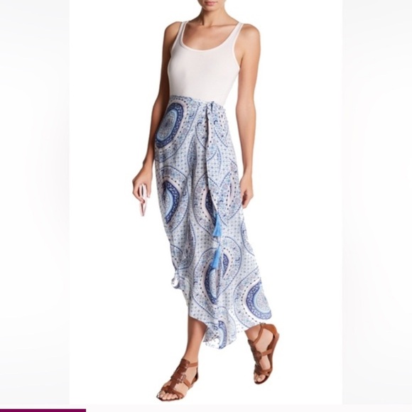 Calypso St. Barth Dresses & Skirts - Calypso St. Barth Durna Medallion Silk Blue Cream Paisley Size Large